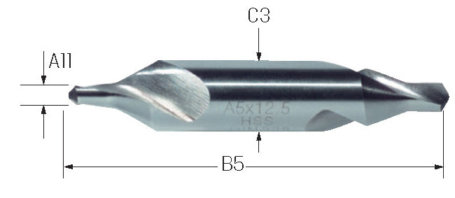 PREMUS 105005 5,00 Központfúró, HSS 60° A alak