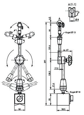 MITUTOYO Mágneses állvány 280 mm