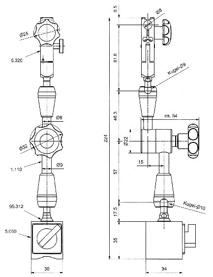 MITUTOYO Csuklós mágneses állvány