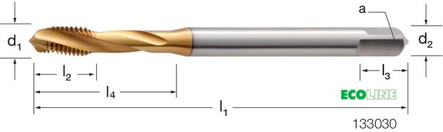 PRETEC 133030 M6 Gépi menetfúró, HSS-Co RSP15 TiN
