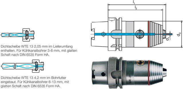 242314 100/13 WTE 242314 100/13 CNC precíziós fúrótokmány, DIN 69893 A/D