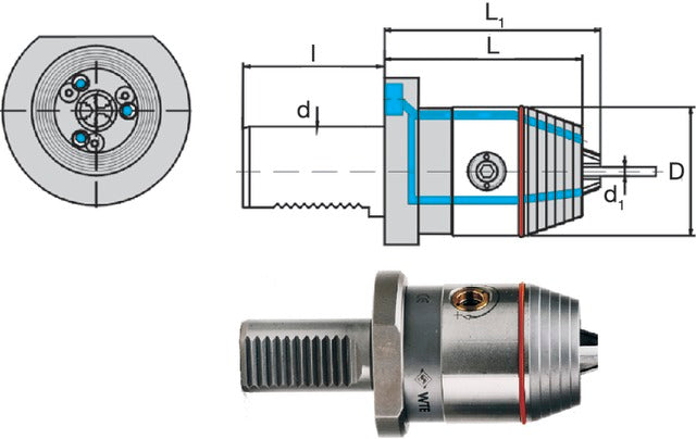 WTE 234703,125 CNC precíziós fúrótokmány, DIN 69880 3 permetező gömbfúvókával