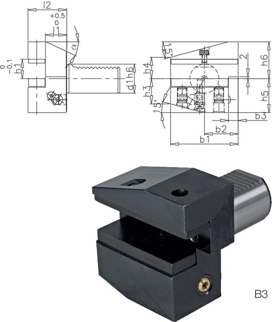 233100 B316X12X34 PRETEC 233100 B316X12X34 Szerszámtartó CNC esztergagéphez, Radiális szerszámtartó fordított jobbos rövid B3 alak