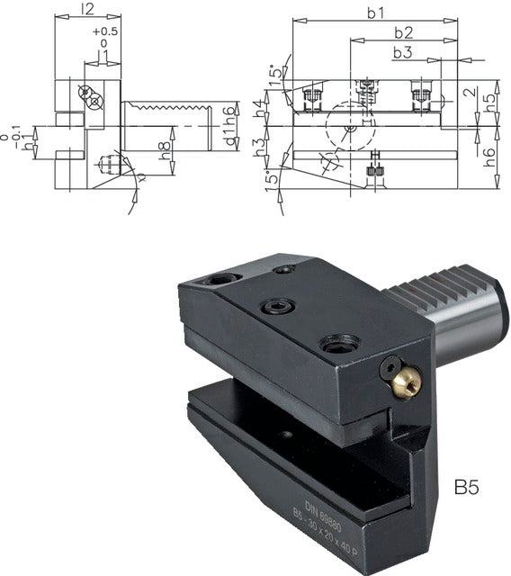 233200 B520X16X40 PRETEC 233200 B520X16X40 Szerszámtartó CNC esztergagéphez, Radiális szerszámtartó jobbos hosszú B5 alak