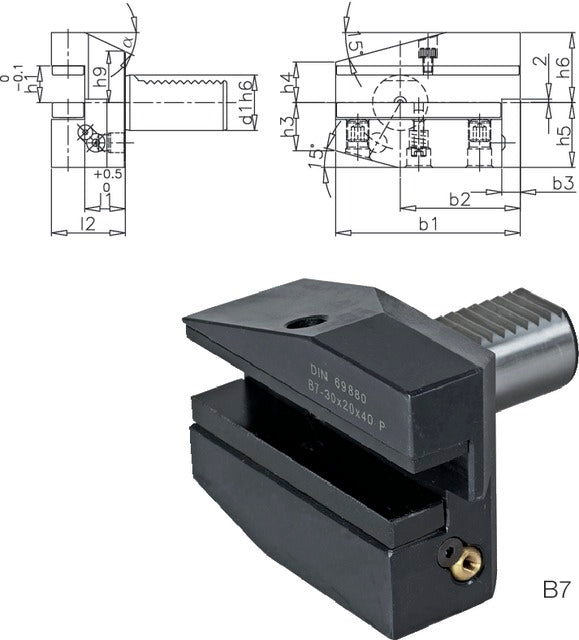 233300 B730X20X60 PRETEC 233300 B730X20X60 Szerszámtartó CNC esztergagéphez, Radiális szerszámtartó fordított jobbos hosszú B7 alak