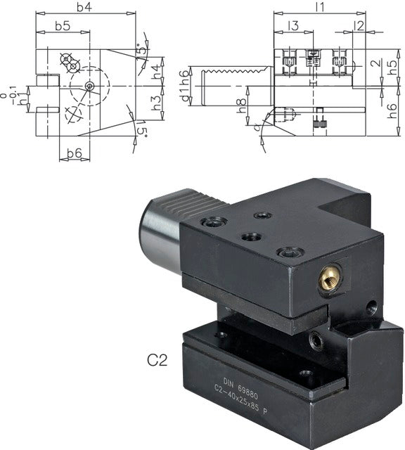 233550 C260X32X125 PRETEC 233550 C260X32X125 Szerszámtartó CNC esztergagéphez, Axiális szerszámtartó balos C2 alak