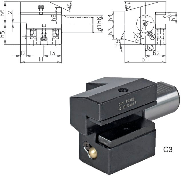 233600 C330X20X70 PRETEC 233600 C330X20X70 Szerszámtartó CNC esztergagéphez, Axiális szerszámtartó fordított jobbos C3 alak