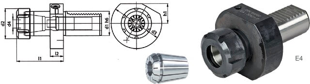234550 E450X40 PRETEC 234550 E450X40 Szerszámtartó CNC esztergagéphez, Szorítópatron befogó E4 alak