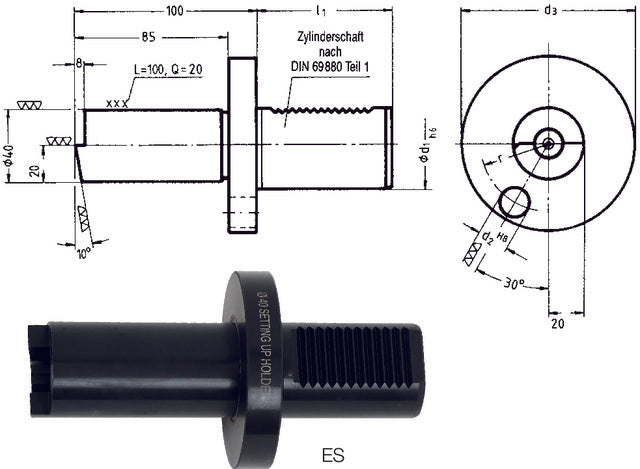 234750 30 PRETEC 234750 30 Szerszámtartó CNC esztergagéphez, DIN 69880