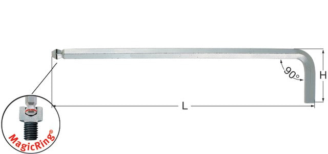 WIHA 504760 5 Gömbvégű imbuszkulcs, hosszú, MagicRing gyűrűvel