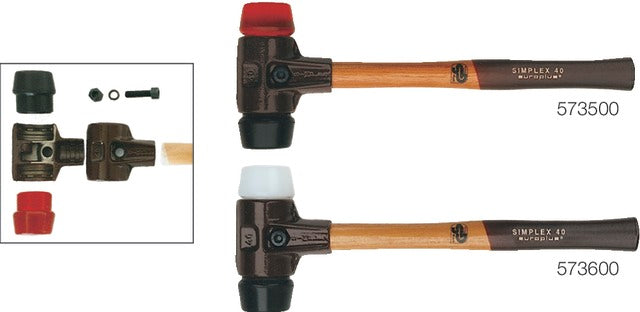 573600 60 HALDER 573600 60 Kímélő kalapács, SIMPLEX egy-egy cserélhető betéttel, gumikeverék és nylon, fekete/fehér