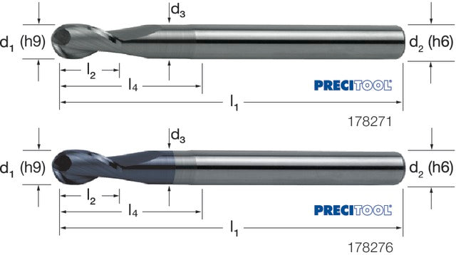 178271 10,00 PREMUS 178271 10,00 Gömbmaró, Tömör keményfém extra hosszú