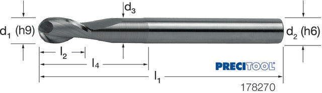 178270 12,00 PREMUS 178270 12,00 Gömbmaró, Tömör keményfém hosszú