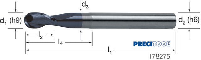 178275 10,00 PREMUS 178275 10,00 Gömbmaró, Tömör keményfém hosszú ALCRONA