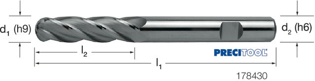 178430 10,00X40 PREMUS 178430 10,00X40 Gömbmaró, Tömör keményfém extra hosszú