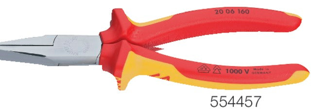 KNIPEX 554457160 VDE lapos- és kerekcsőrű fogó, lapos, krómozott, többkomponensű burkolattal