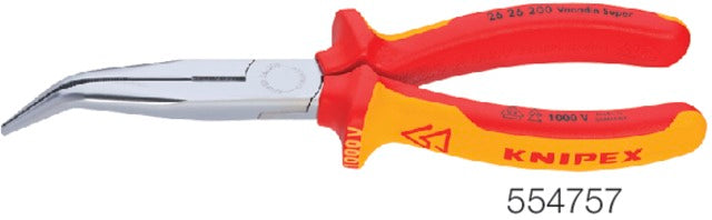 KNIPEX 554757200 VDE lapos gömbölyű fogó, krómozott és 40°-ban hajlított, többkomponensű burkolattal