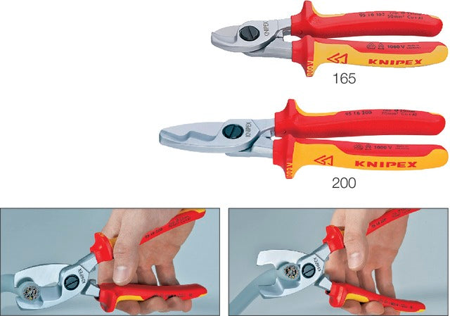 KNIPEX 554937200 VDE kábelolló, krómozott, többkomponensű burkolattal