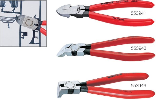553946160 KNIPEX 553946160 Műanyag oldalcsípőfogók, polírozott, 85°-ban hajlított, műanyaggal bevont markolattal
