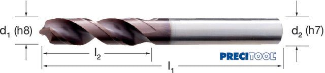 PREMUS 100725 10,00 Csigafúró, HSS-Co TiAlN rövid PRECIdrill - Precitool Webshop
