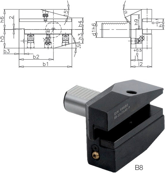233350 B825X16X30 PRETEC 233350 B825X16X30 Szerszámtartó CNC esztergagéphez, Radiális szerszámtartó fordított balos hosszú B8 alak
