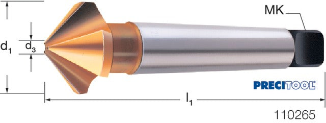 PREMUS 110265 25,0 Kúpsüllyesztő, HSS 90° Morse-kúpos szár TiN