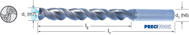 PREMUS 103100 5,90 Nagyteljesítményű fúró, Tömör keményfém száralak HA 8 × D belső hűtés 4 vezetőszalag