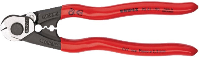 KNIPEX 554015190 Drótkötélvágó olló, polírozott, műanyaggal bevont markolattal