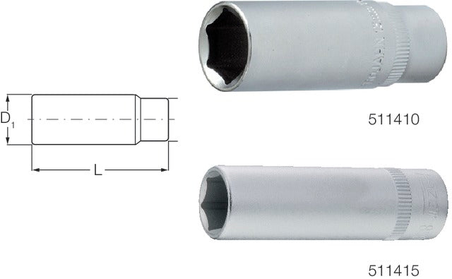 HAZET 511415 13 Dugókulcs betét, 1/4" hatszög, hosszú