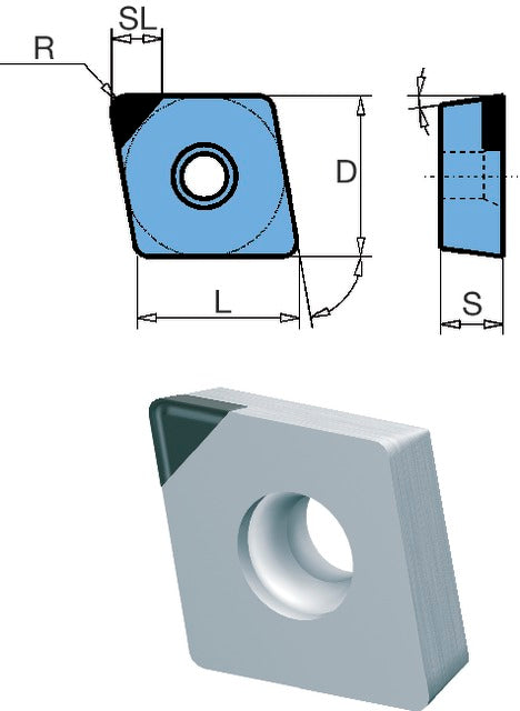 PREMUS 198650 DCGT070204MED Váltólapka, BDA 18 MED forgácstörővel