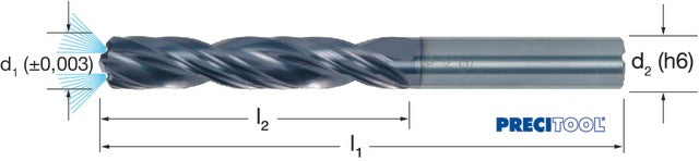 PREMUS 103305 12,68 Fúródörzsár, HA száralak 3 × D belső hűtés