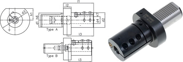 234210 E250X20 PRETEC 234210 E250X20 Szerszámtartó CNC esztergagéphez, Furatkés befogó E2 alak réselt a befogáshoz
