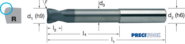 179045 8,00X1,0 PREMUS 179045 8,00X1,0 Tóruszmaró, Tömör keményfém hosszú sarokrádiusszal alumínium TRIPLECUT