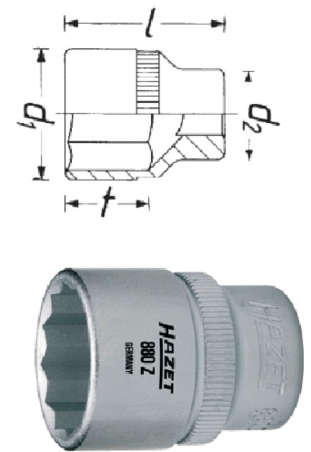 512776 15 HAZET 512776 15 Dugókulcs betét, 3/8" tizenkétszög