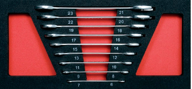 PROJAHN 519020 5999-021 Műhelykocsi betét, Kétoldalas villáskulcs, 9 részes