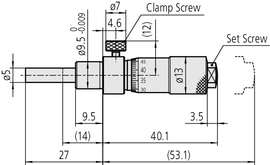 Mitutoyo - Micrometer Head, Locking Screw Type