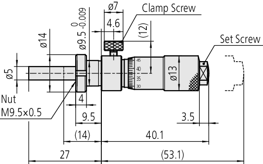 Mitutoyo - Micrometer Head, Locking Screw Type