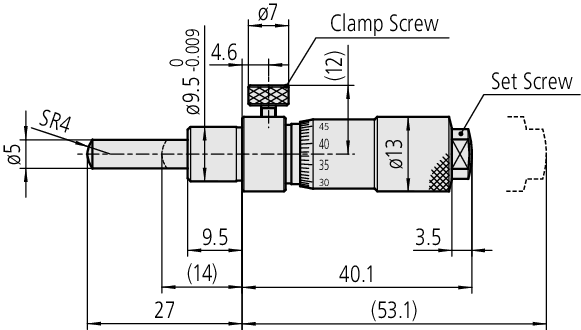 Mitutoyo - Micrometer Head, Locking Screw Type