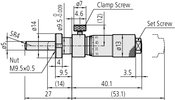 Mitutoyo - Micrometer Head, Locking Screw Type
