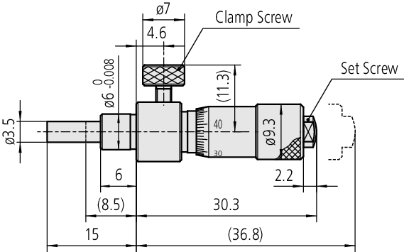 Mitutoyo - Micrometer Head, Locking Screw Type