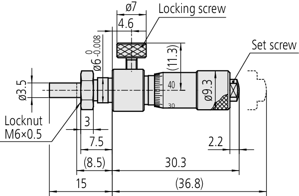 Mitutoyo - Micrometer Head, Locking Screw Type