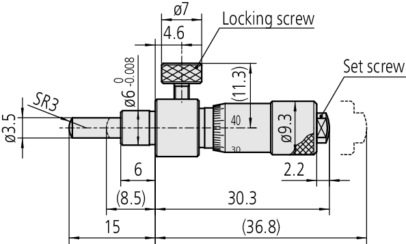 Mitutoyo - Micrometer Head, Locking Screw Type