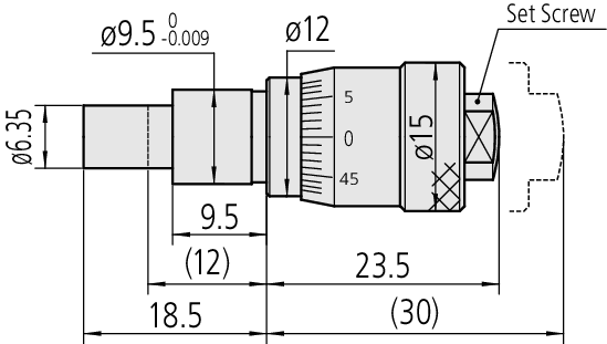 Mitutoyo - Micrometer Head, Short Thimble Type