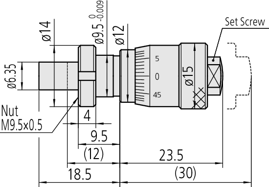 Mitutoyo - Micrometer Head, Short Thimble Type