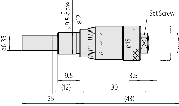 Mitutoyo - Micrometer Head, Short Thimble Type