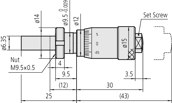 Mitutoyo - Micrometer Head, Short Thimble Type