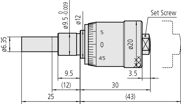 Mitutoyo - Micrometer Head, Short Thimble Type
