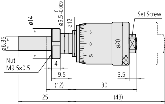 Mitutoyo - Micrometer Head, Short Thimble Type