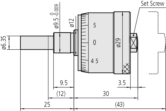Mitutoyo - Micrometer Head, Short Thimble Type