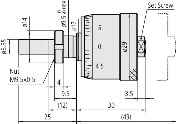 Mitutoyo - Micrometer Head, Short Thimble Type